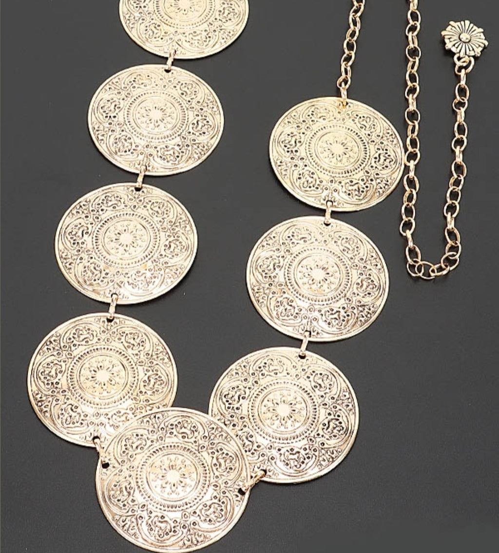 Embossed Disc Chain Belt - Goldie B & Co Boutique  
