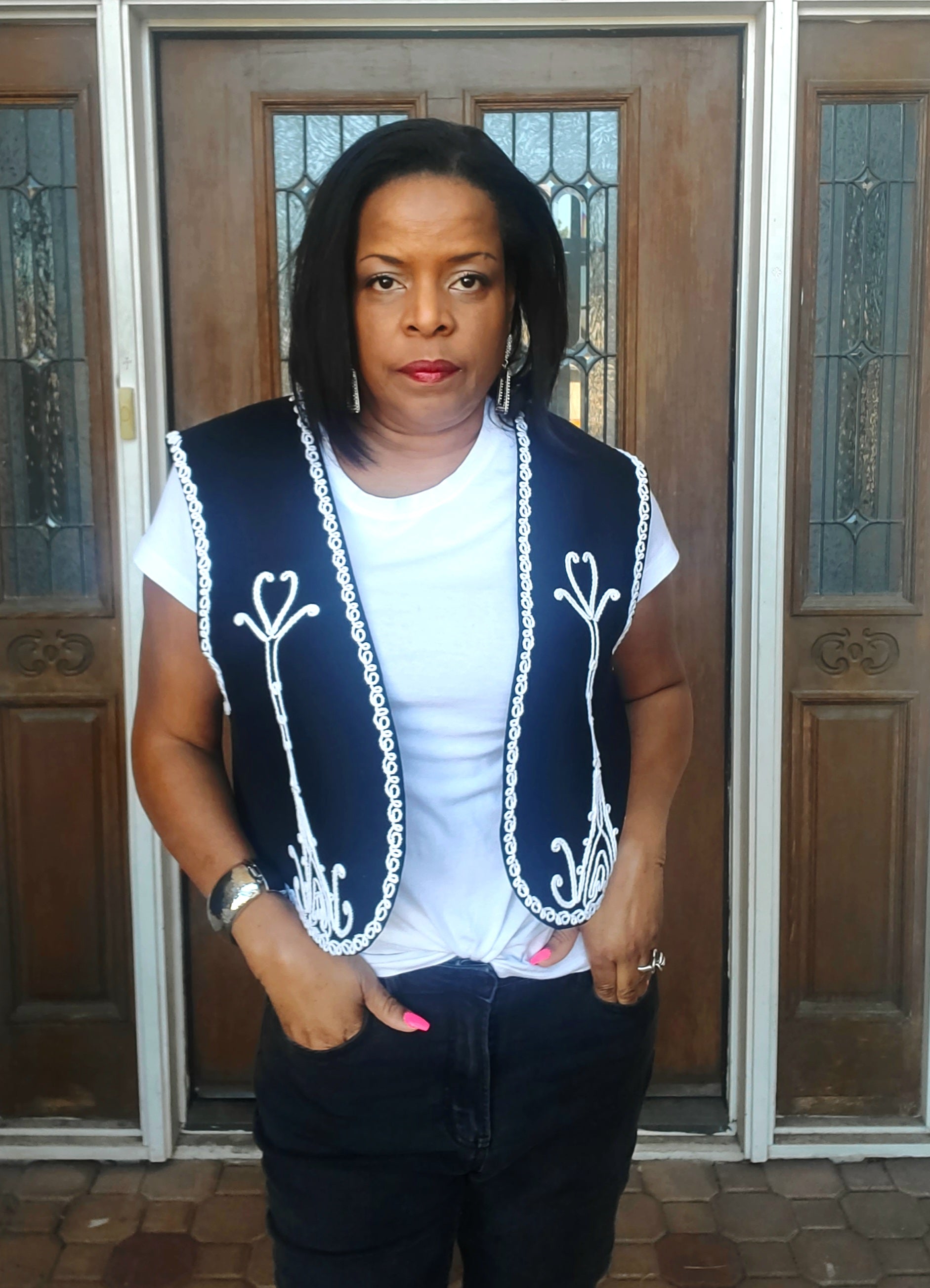 Open front Embroidery Linen Vest - Goldie B & Co Boutique  