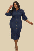 Puff Sleeve Midi Dress/Plus-size - Goldie B & Co Boutique  