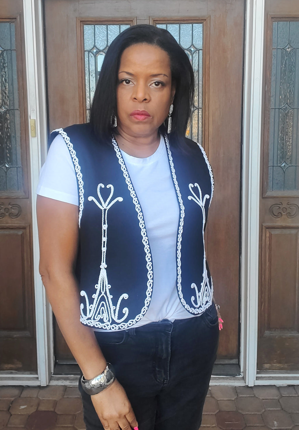 Open front Embroidery Linen Vest - Goldie B & Co Boutique  