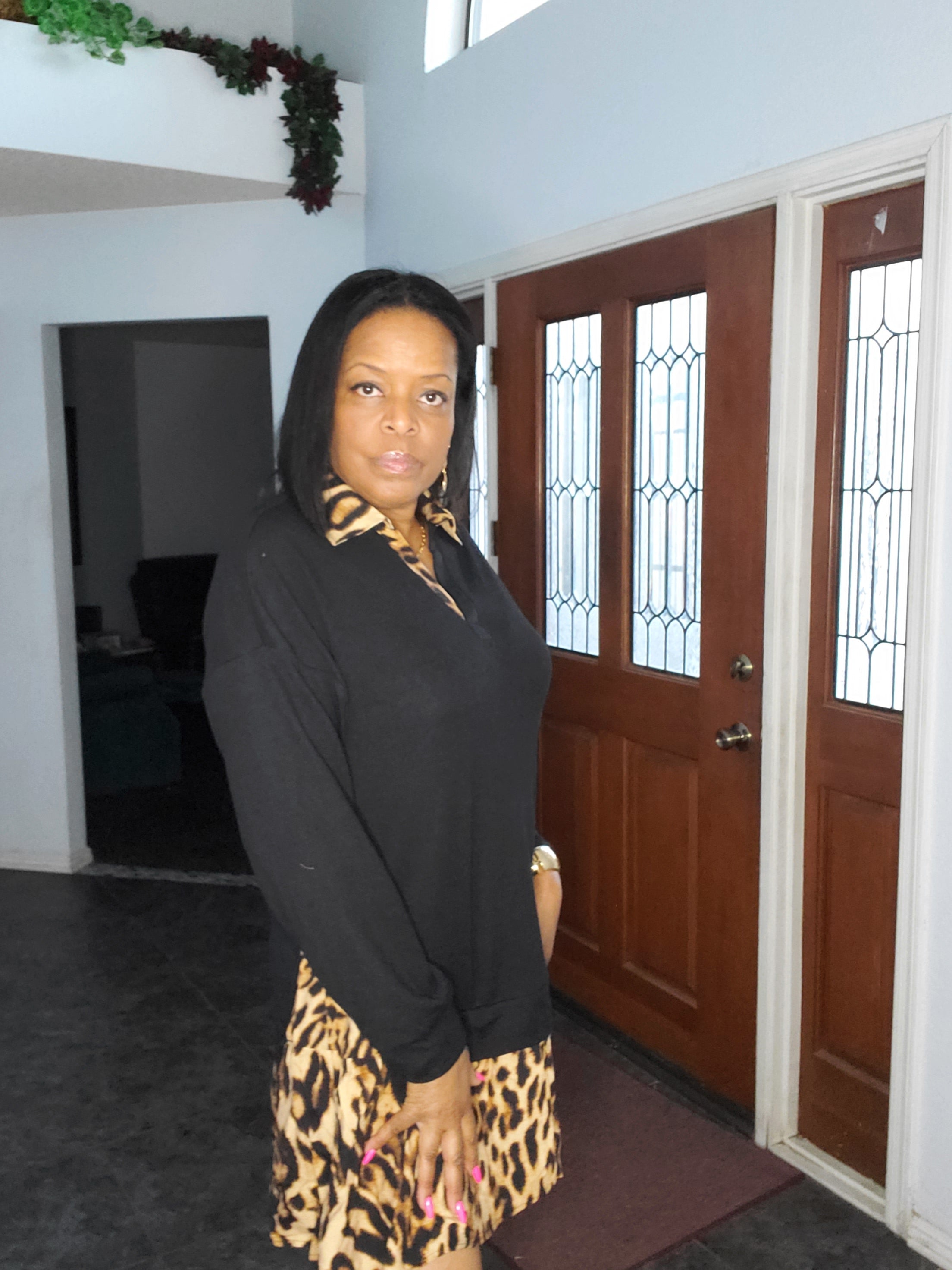 Jasmine Leopard V-Neck Knit Dress - Stylish, Comfortable, Durable - Goldie B & Co Boutique  