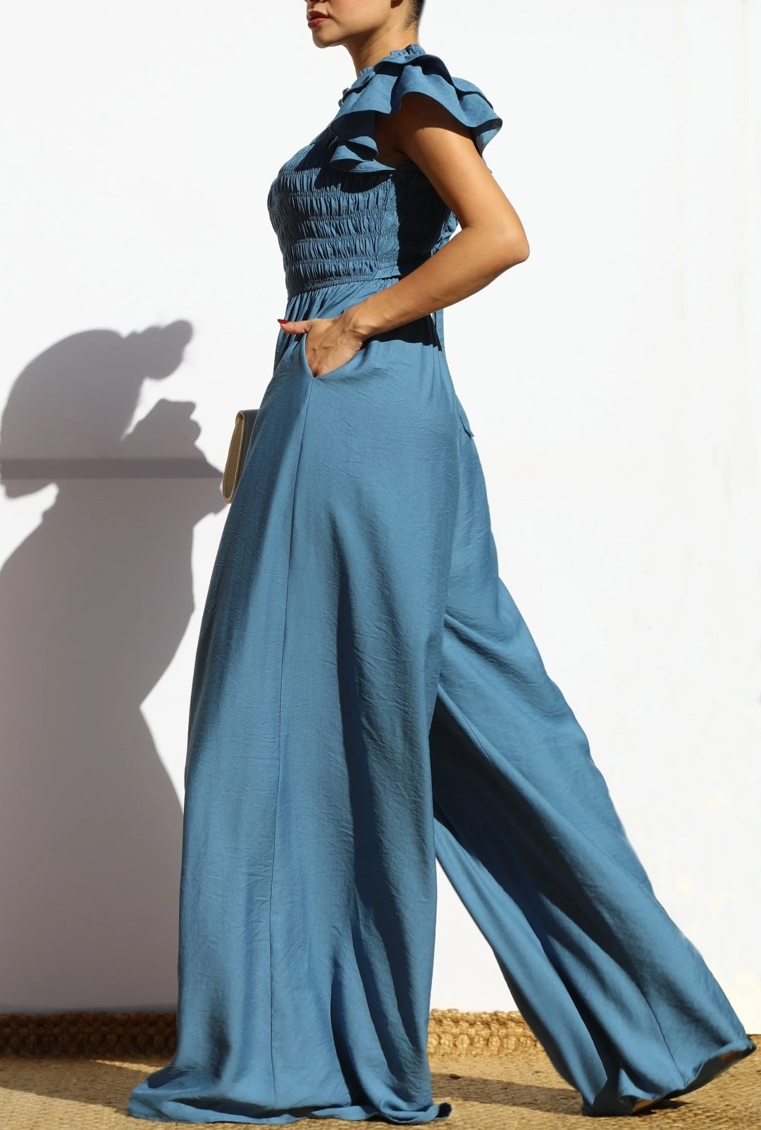 Smocked Top Ruffle Sleeve Jumpsuit - Goldie B & Co Boutique  