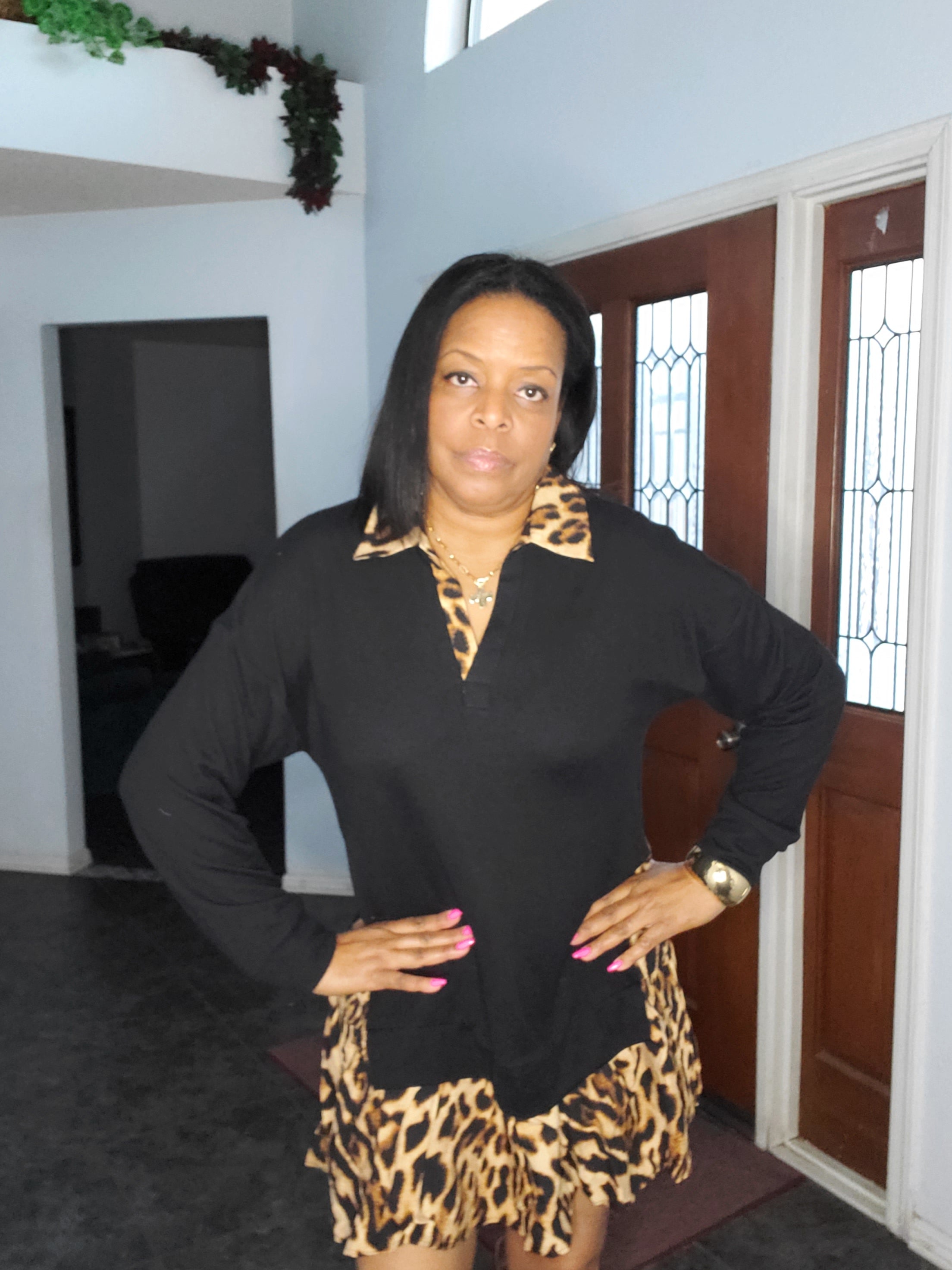 Jasmine Leopard V-Neck Knit Dress - Stylish, Comfortable, Durable - Goldie B & Co Boutique  