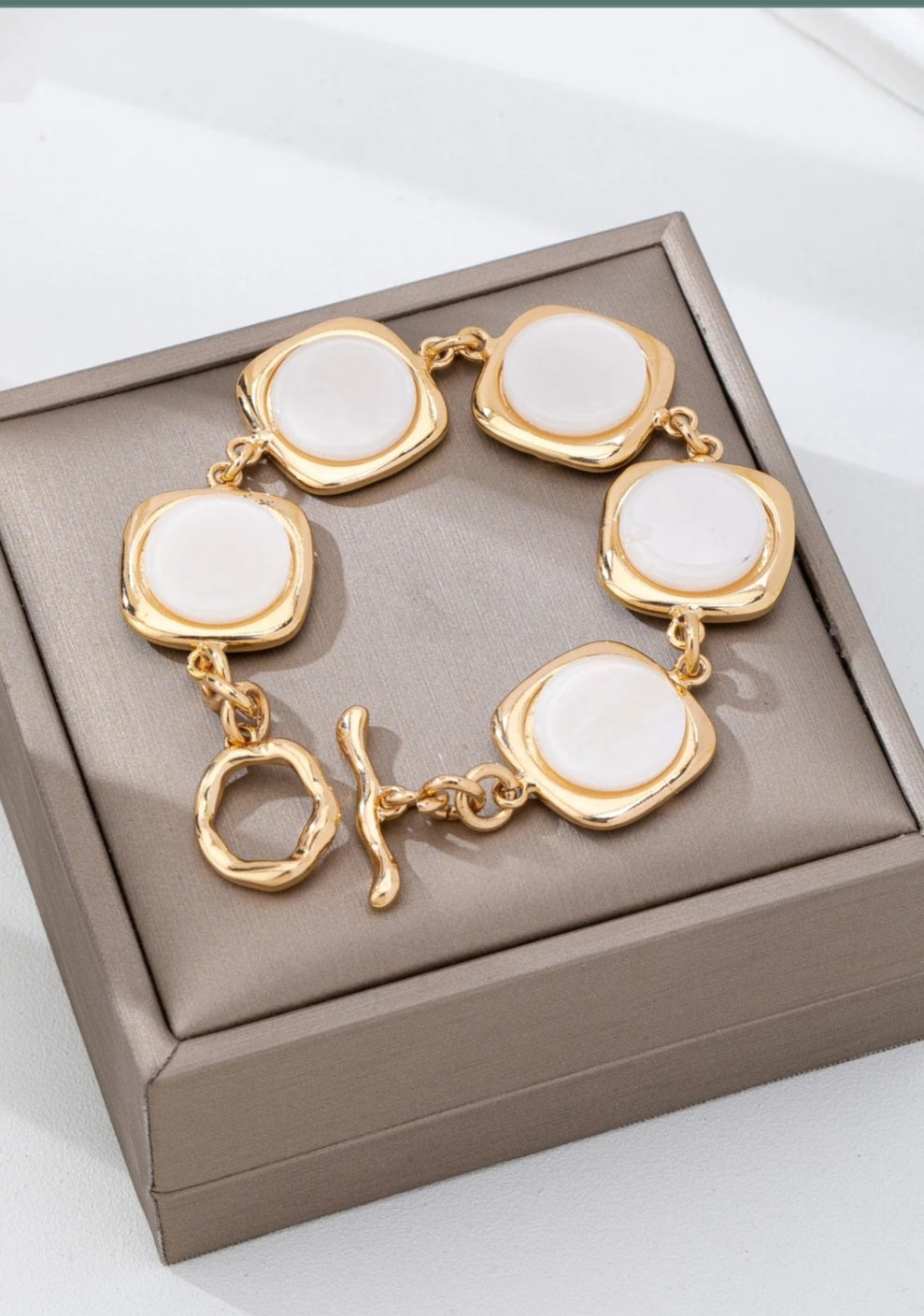 Square Link Pearly inlay Bracelet - Goldie B & Co Boutique  