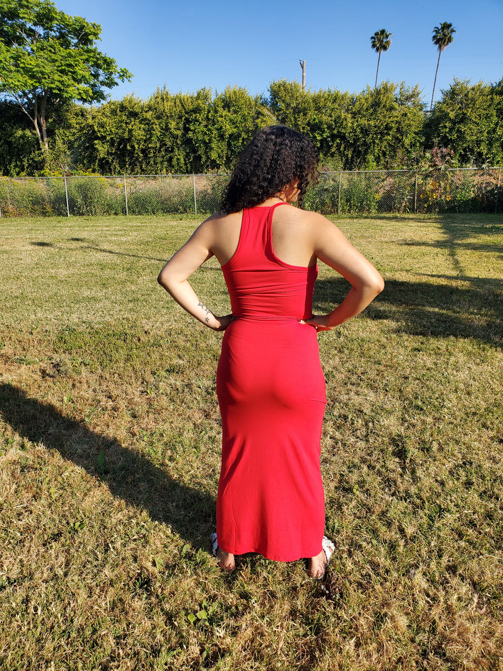 V-Neck Racerback Maxi Dress