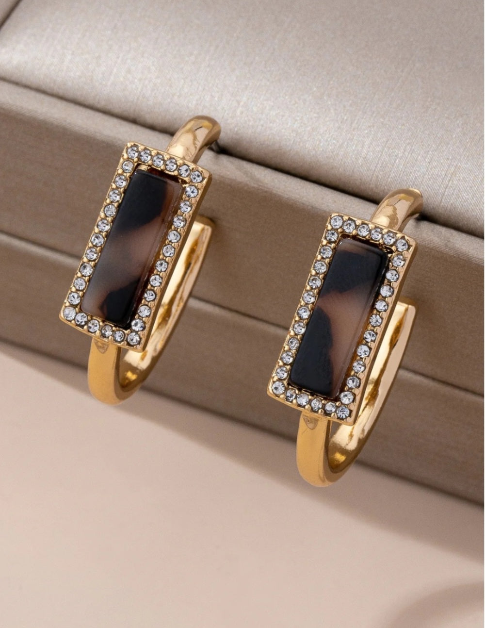 Tortoise & Pave Gold Hoop Earrings - Goldie B & Co Boutique  