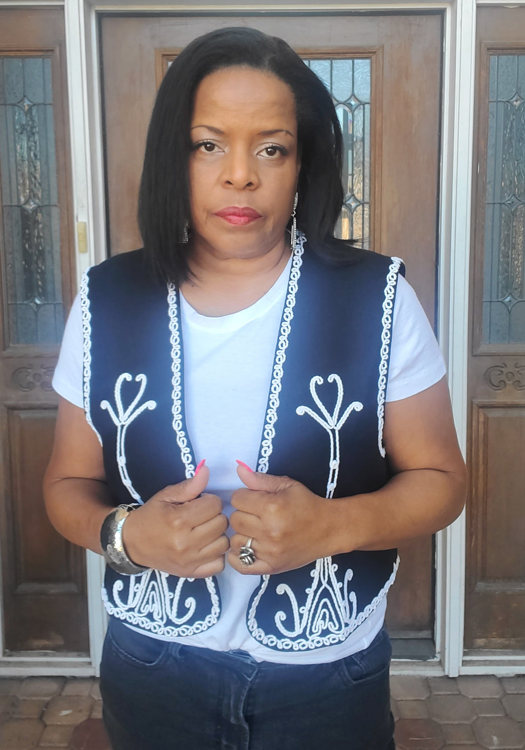 Open front Embroidery Linen Vest - Goldie B & Co Boutique  