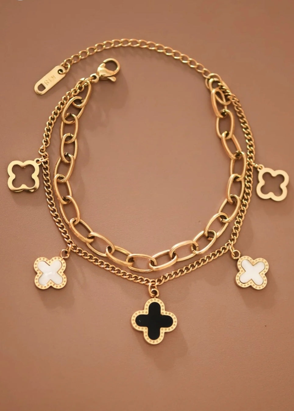 Double Chain Clover Bracelet - Goldie B & Co Boutique  