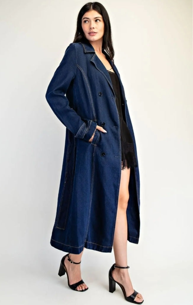Denim Trench Coat - Goldie B & Co Boutique  