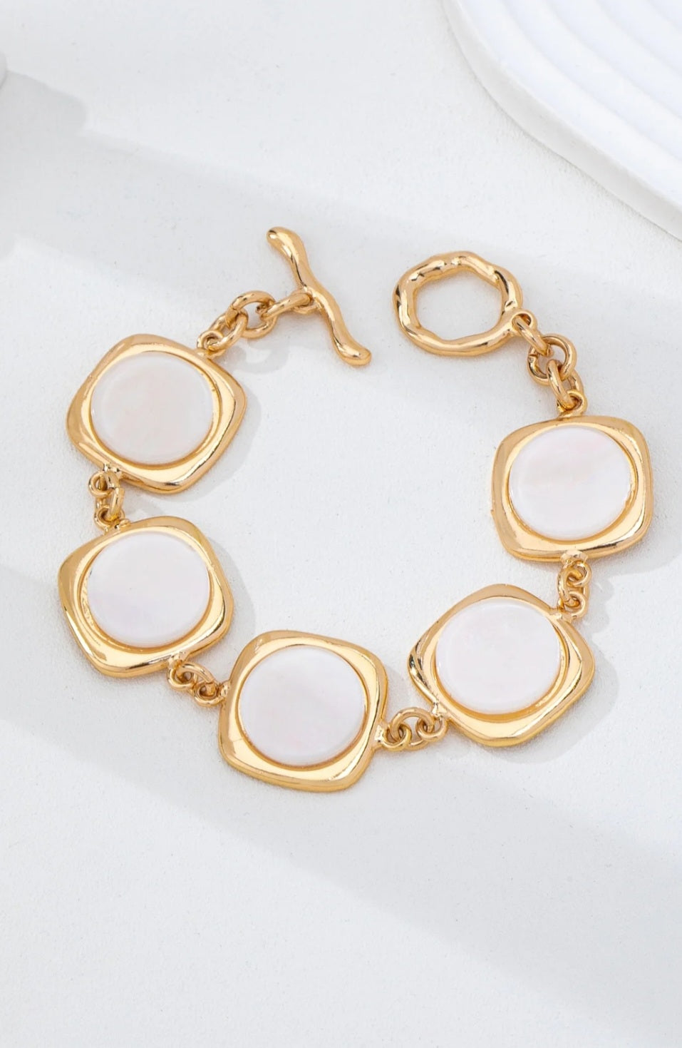 Square Link Pearly inlay Bracelet - Goldie B & Co Boutique  