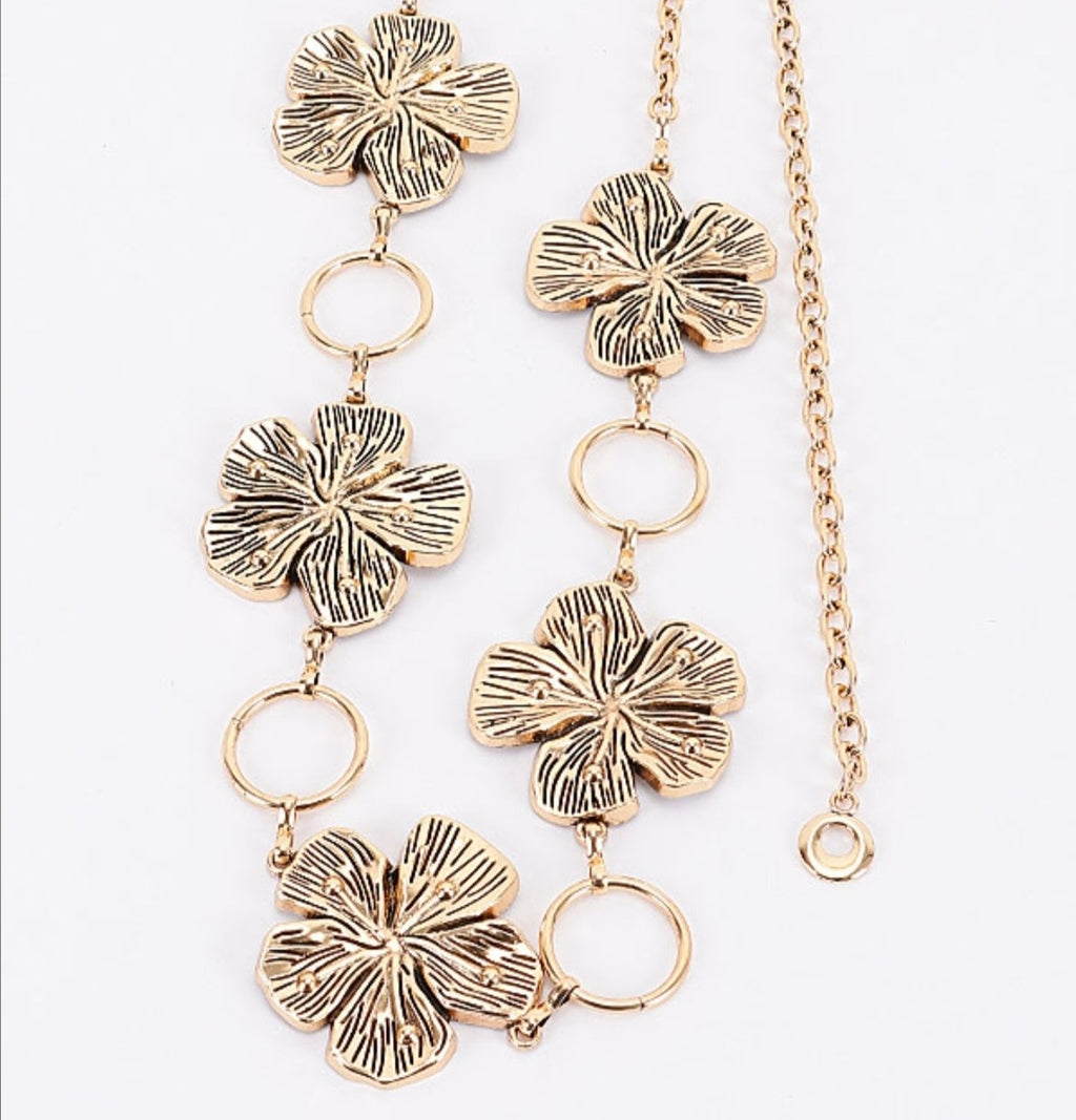 Floral Metal Vintage Chain Belt - Goldie B & Co Boutique  