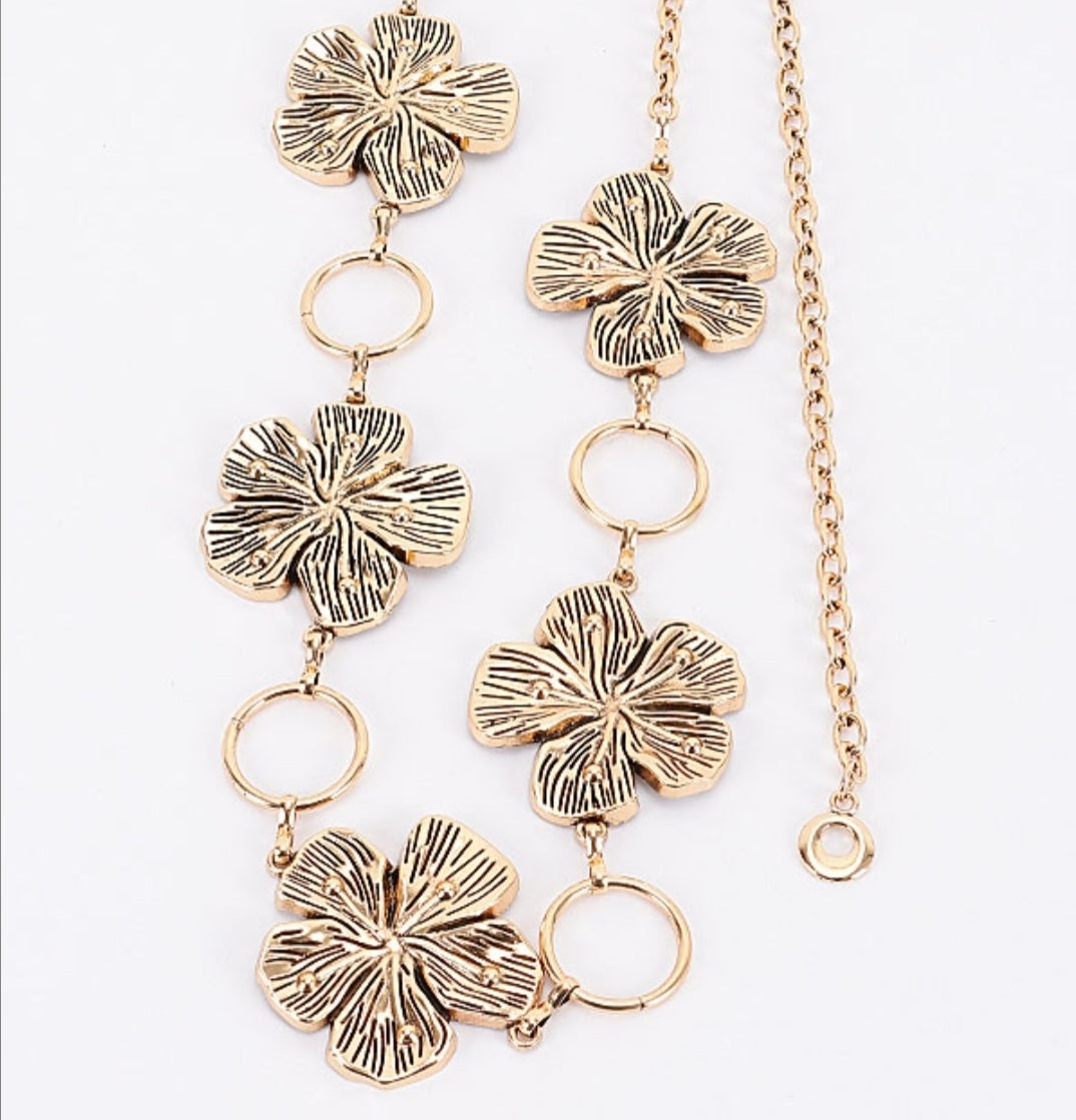 Floral Metal Vintage Chain Belt - Goldie B & Co Boutique  