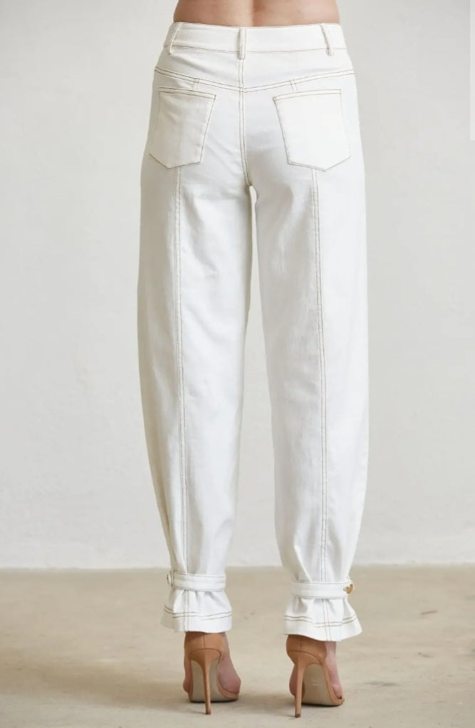 White Stretch Twill Pants - Goldie B & Co Boutique  