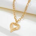 Double Drop Heart Link Necklace - Goldie B & Co Boutique  