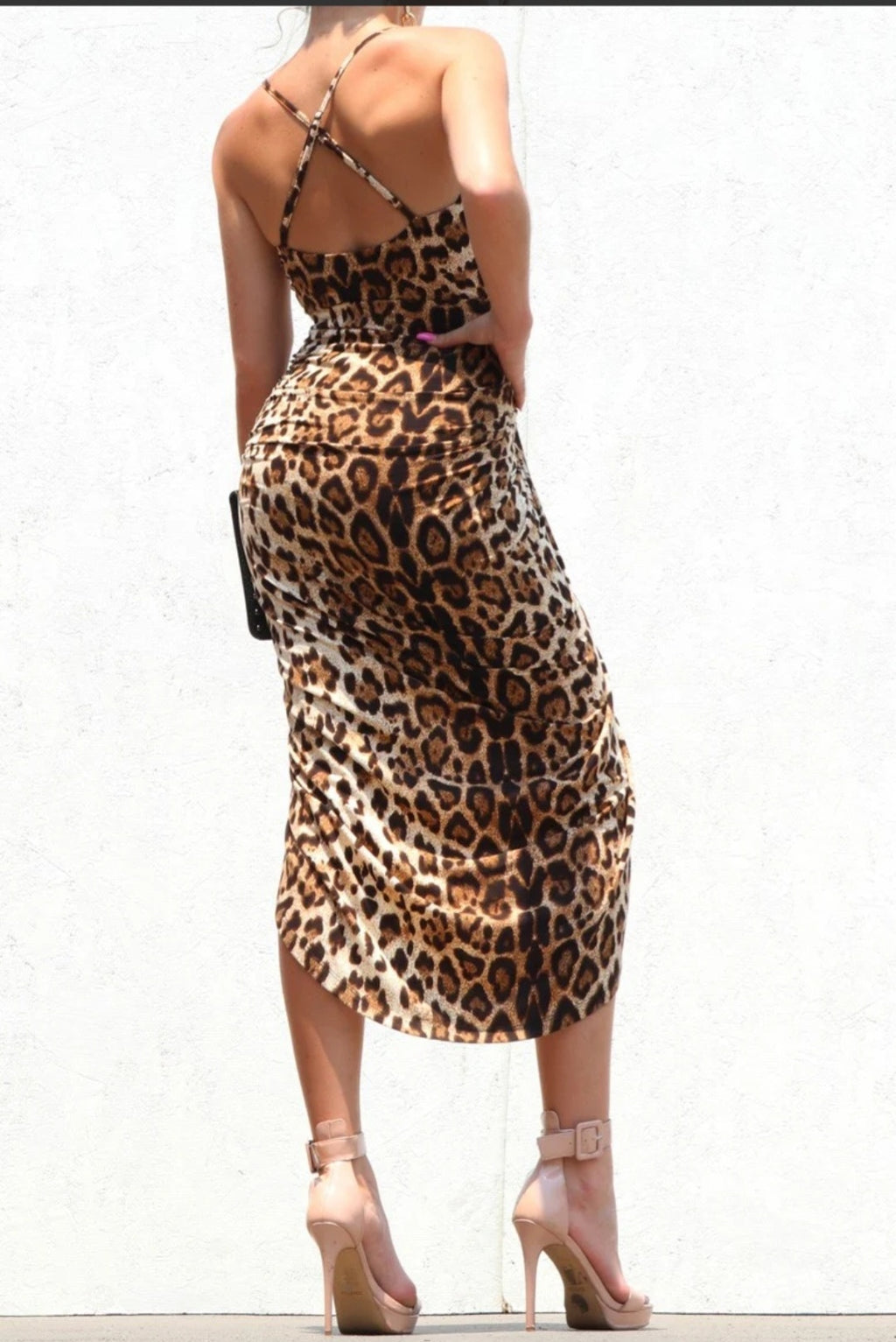 Ruched Leopard Print Dress - Goldie B & Co Boutique  