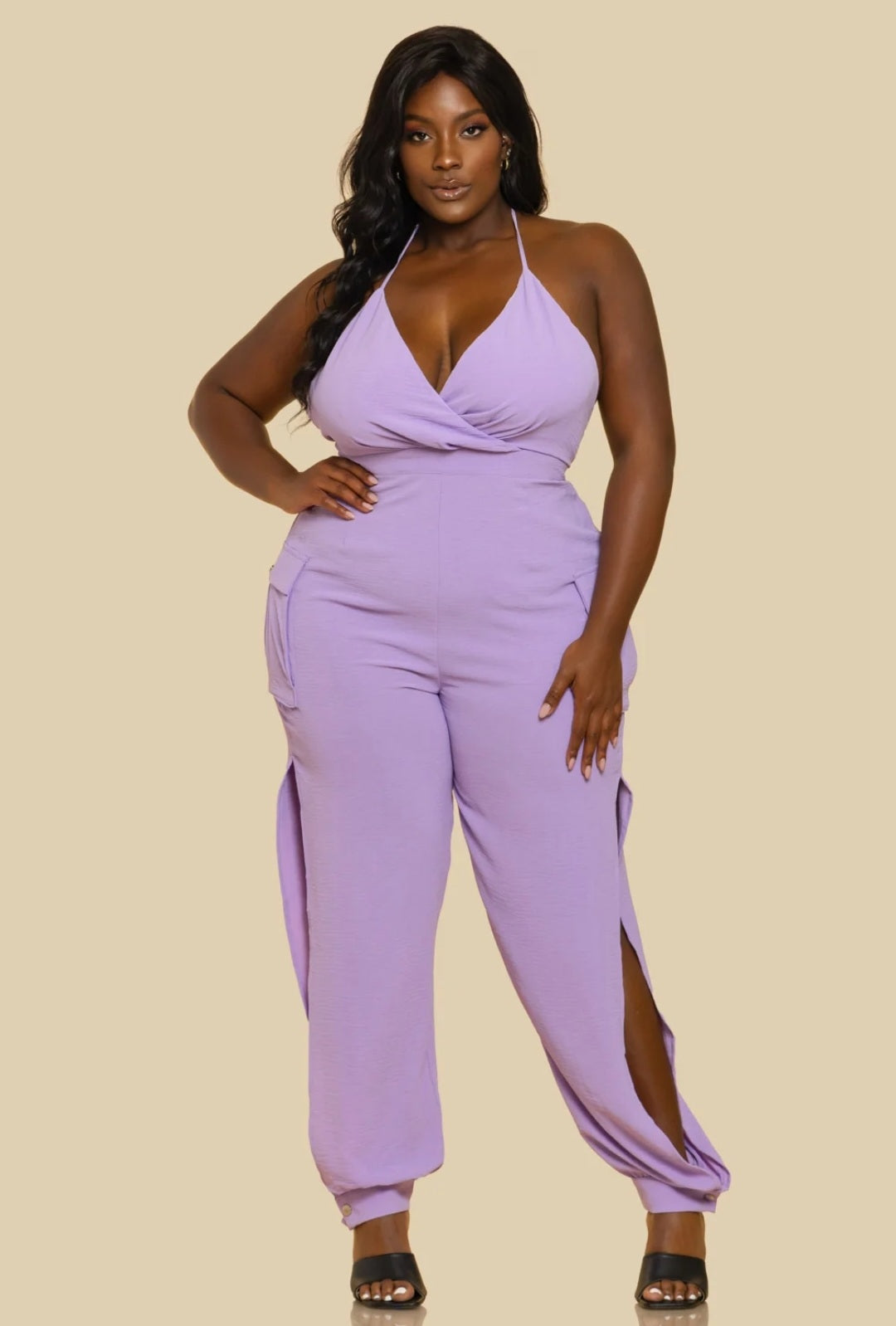 Halter Neck Jumpsuit/Plus-size - Goldie B & Co Boutique  