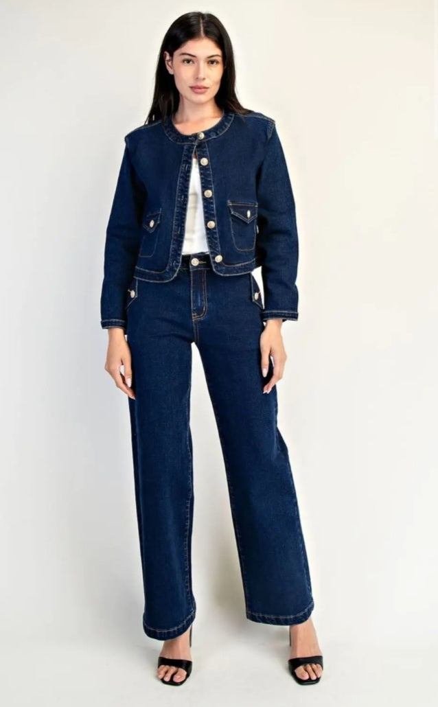 Long Sleeve Crop Denim Jacket - Goldie B & Co Boutique  