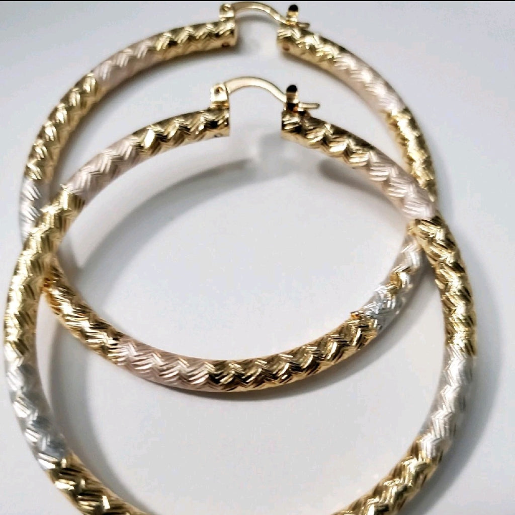 Tri-color Hoop Earrings