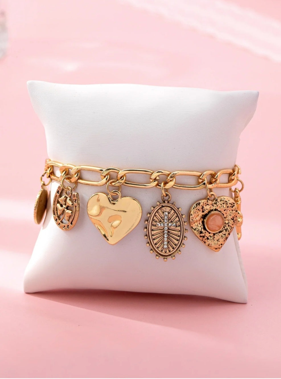 Cross & Hearts Charm Bracelet - Goldie B & Co Boutique  