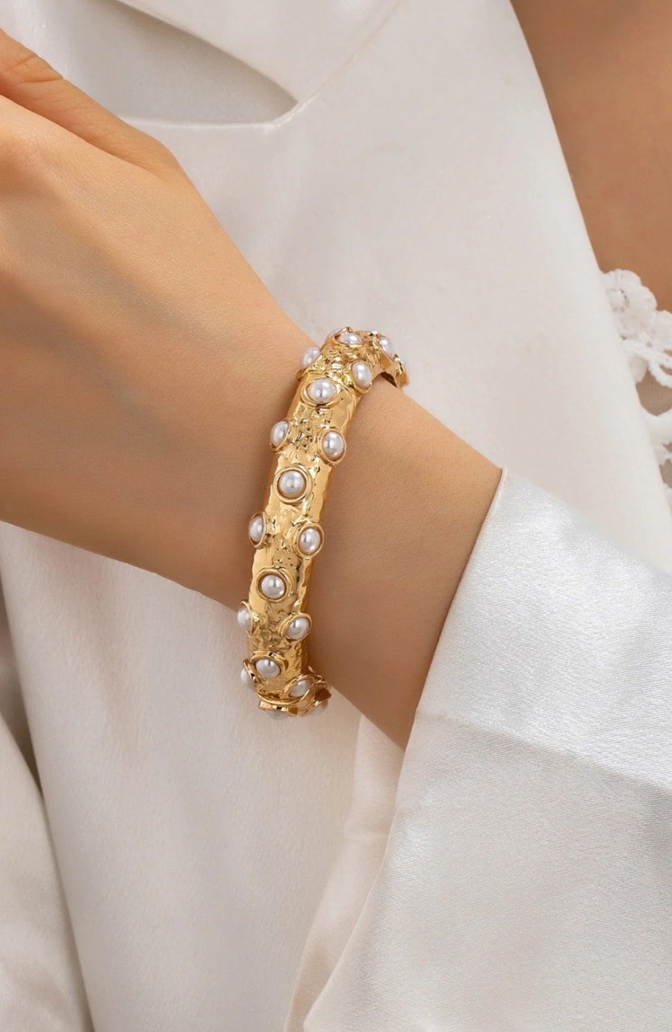Vintage Gold & Pearl Bangle - Goldie B & Co Boutique  