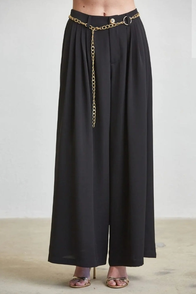 Pleated Wide-leg Woven Pants - Goldie B & Co Boutique  