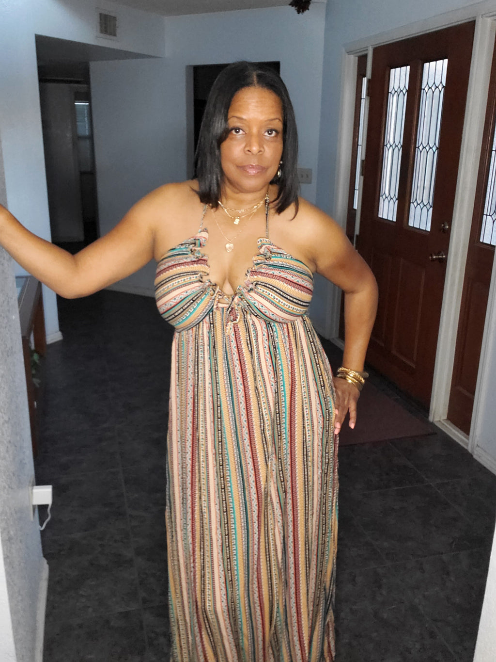 Multi-Color V-Neck Maxi - Goldie B & Co Boutique  