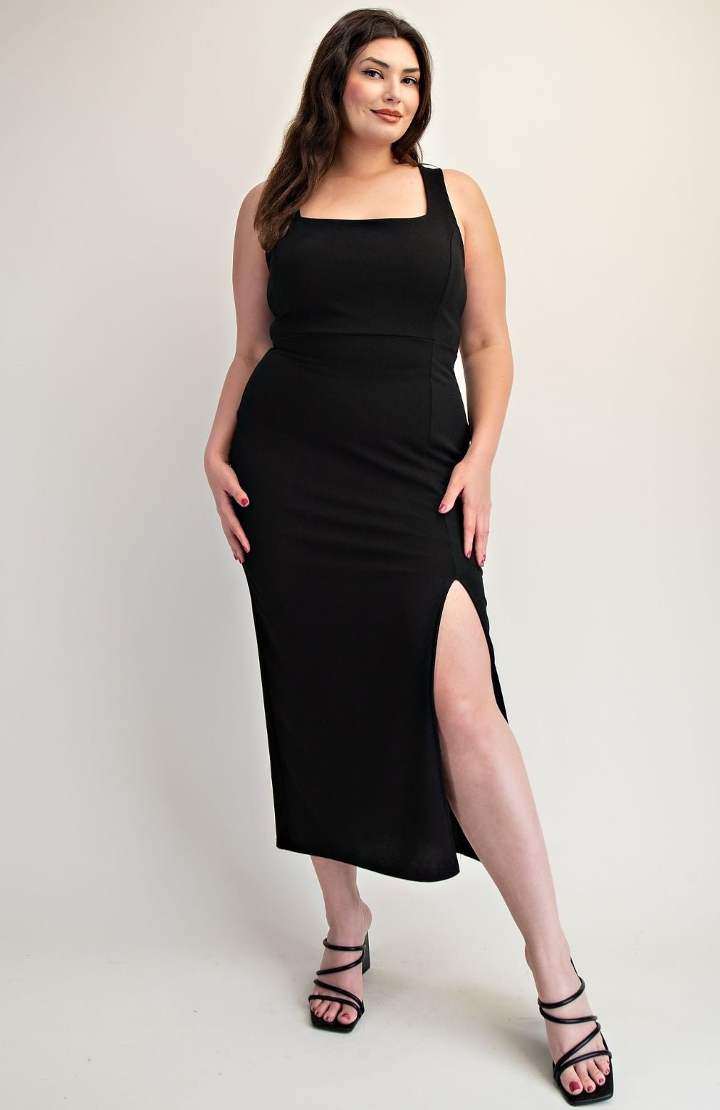 Square Neckline Midi Dress $36.00 - Goldie B & Co Boutique