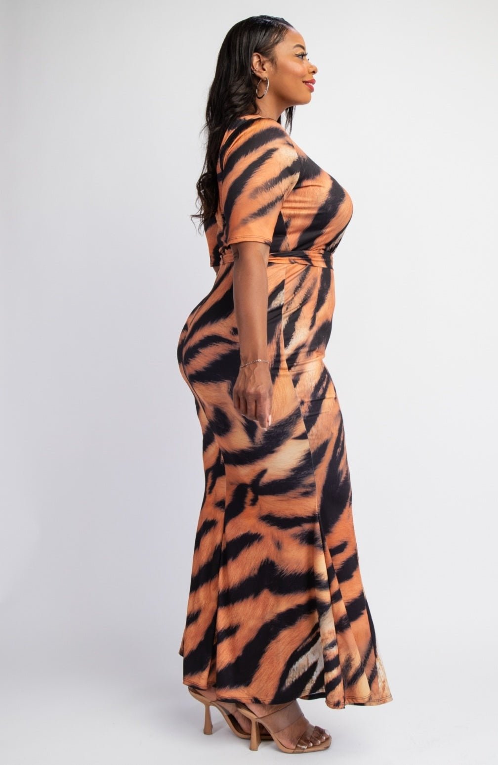 Tiger Print Maxi Dress $42.00 - Goldie B & Co Boutique