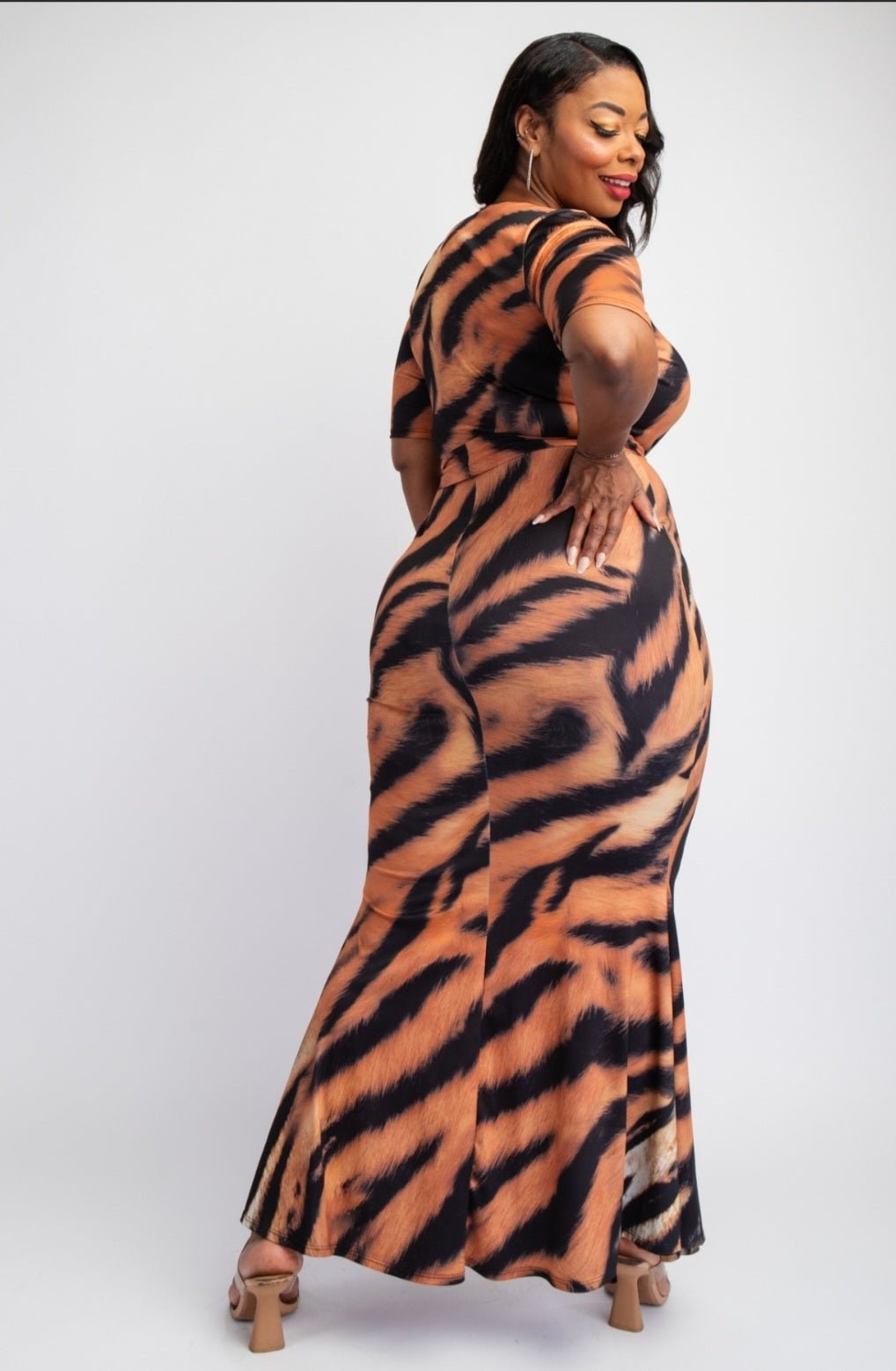 Tiger Print Maxi Dress $42.00 - Goldie B & Co Boutique