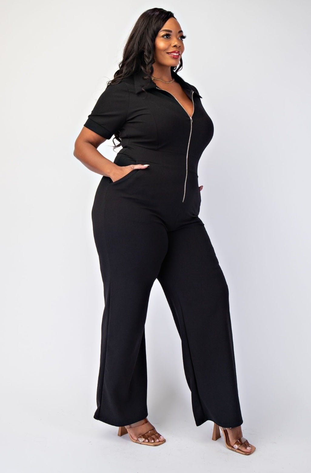 Zip Front Jumpsuit $54.00 - Goldie B & Co Boutique