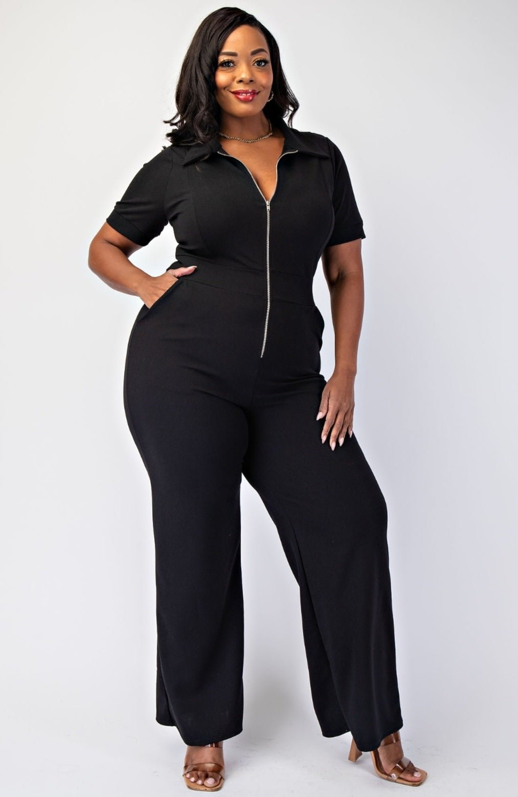 Zip Front Jumpsuit $54.00 - Goldie B & Co Boutique